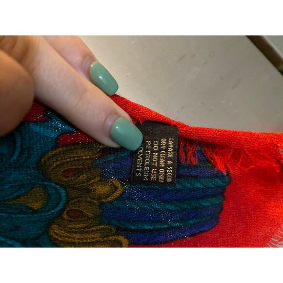 Gucci 100% Wool Shawl Ornate Equestrian Red - Picture 2 of 7